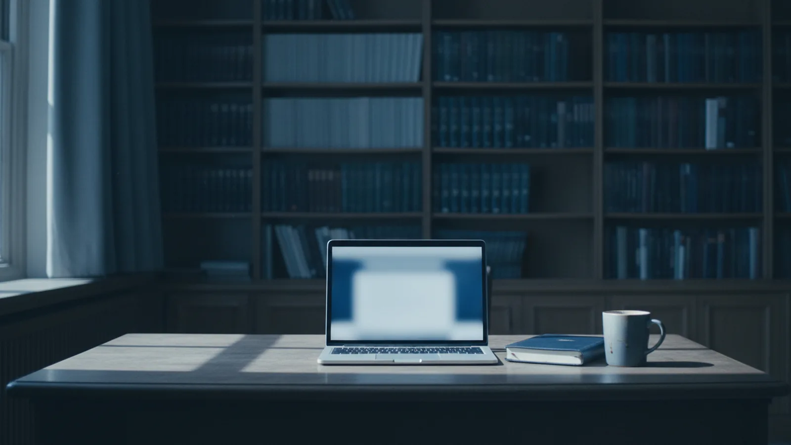 Laptop abierta sobre el escritorio de la dirección de un colegio